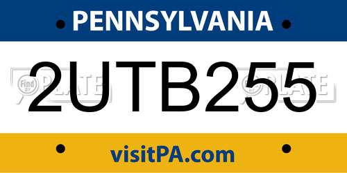 2UTB255 Pennsylvania License Plate