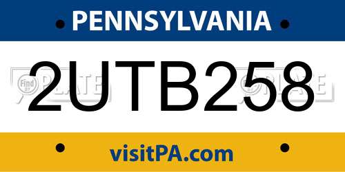2UTB258 Pennsylvania License Plate