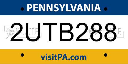 2UTB288 Pennsylvania License Plate