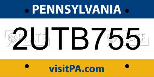 2UTB755 Pennsylvania License Plate