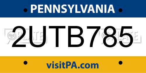 2UTB785 Pennsylvania License Plate
