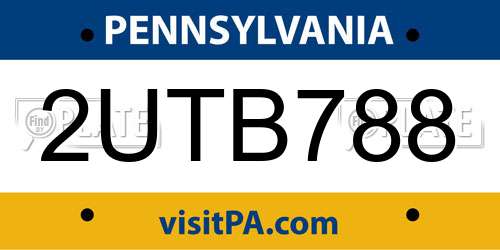 2UTB788 Pennsylvania License Plate