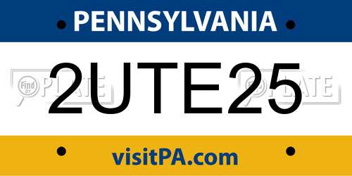 2UTE25 Pennsylvania License Plate