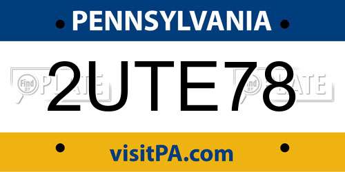 2UTE78 Pennsylvania License Plate