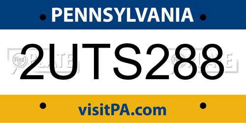 2UTS288 Pennsylvania License Plate