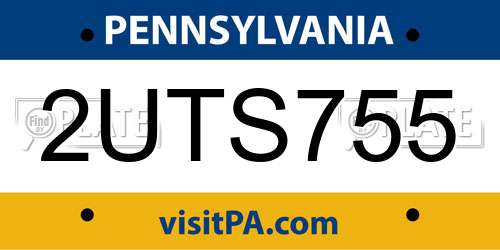 2UTS755 Pennsylvania License Plate
