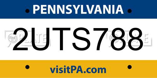2UTS788 Pennsylvania License Plate