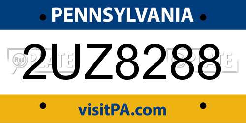 2UZ8288 Pennsylvania License Plate