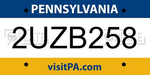 2UZB258 Pennsylvania License Plate