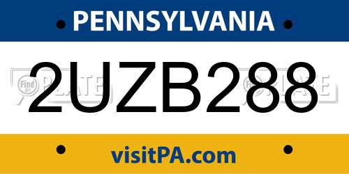2UZB288 Pennsylvania License Plate