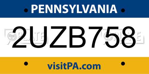 2UZB758 Pennsylvania License Plate