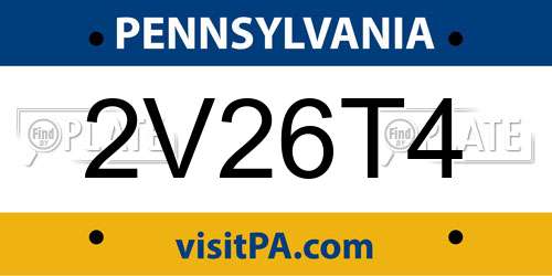 2V26T4 Pennsylvania License Plate