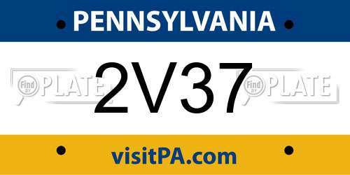 2V37 Pennsylvania License Plate