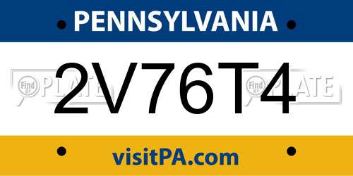 2V76T4 Pennsylvania License Plate