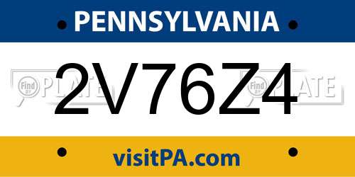 2V76Z4 Pennsylvania License Plate