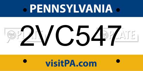 2VC547 Pennsylvania License Plate