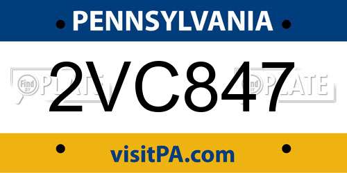 2VC847 Pennsylvania License Plate