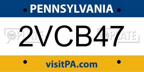 2VCB47 Pennsylvania License Plate