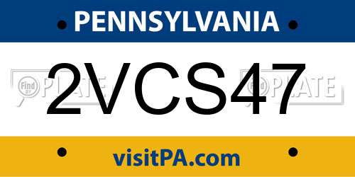 2VCS47 Pennsylvania License Plate