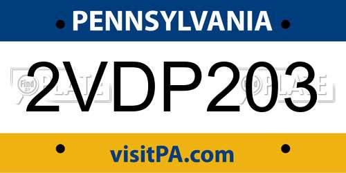 2VDP203 Pennsylvania License Plate