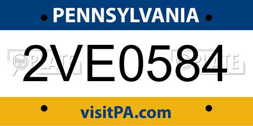 2VE0584 Pennsylvania License Plate
