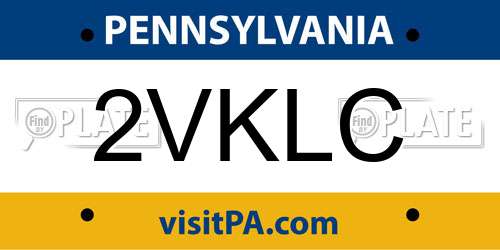 2VKLC Pennsylvania License Plate