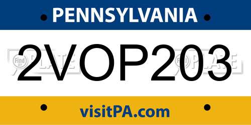 2VOP203 Pennsylvania License Plate
