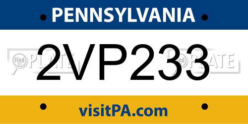 2VP233 Pennsylvania License Plate
