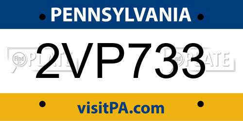2VP733 Pennsylvania License Plate