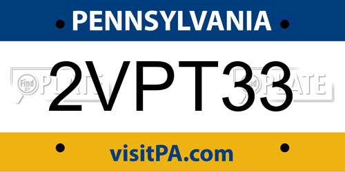 2VPT33 Pennsylvania License Plate