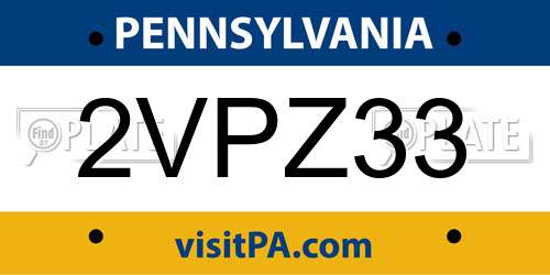 2VPZ33 Pennsylvania License Plate