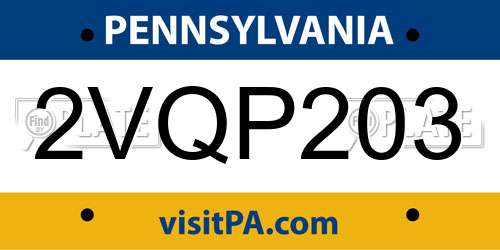 2VQP203 Pennsylvania License Plate