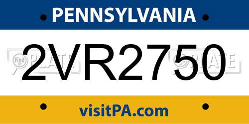 2VR2750 Pennsylvania License Plate