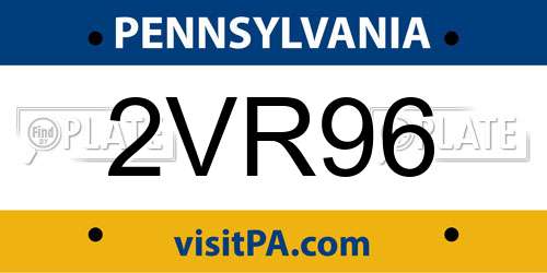 2VR96 Pennsylvania License Plate