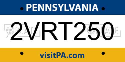 2VRT250 Pennsylvania License Plate