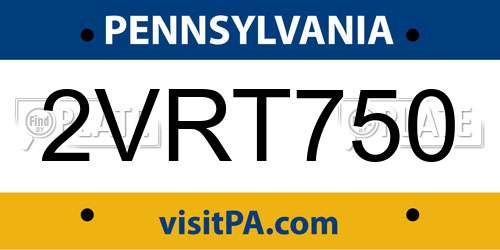 2VRT750 Pennsylvania License Plate
