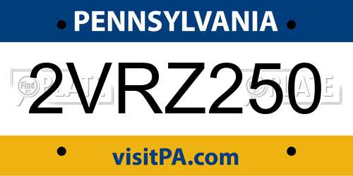 2VRZ250 Pennsylvania License Plate
