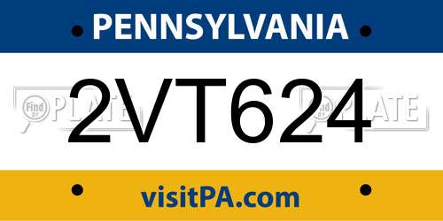 2VT624 Pennsylvania License Plate