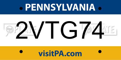 2VTG74 Pennsylvania License Plate