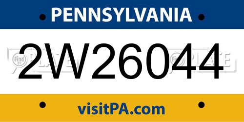2W26044 Pennsylvania License Plate