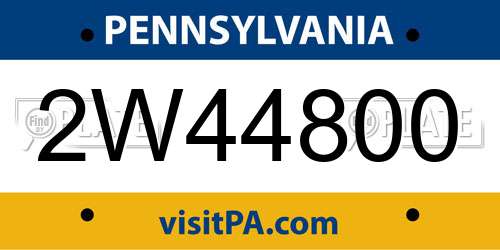 2W44800 Pennsylvania License Plate