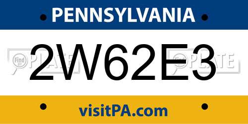 2W62E3 Pennsylvania License Plate