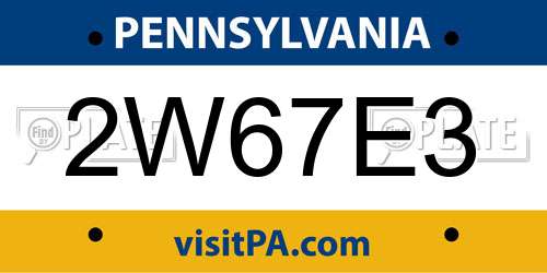2W67E3 Pennsylvania License Plate