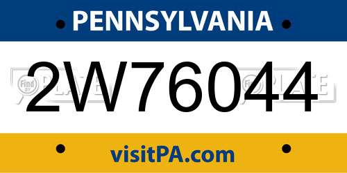 2W76044 Pennsylvania License Plate
