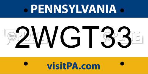 2WGT33 Pennsylvania License Plate