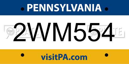 2WM554 Pennsylvania License Plate