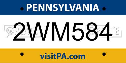 2WM584 Pennsylvania License Plate