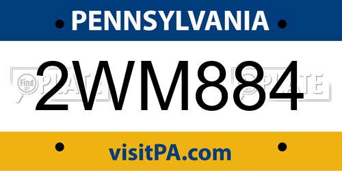 2WM884 Pennsylvania License Plate