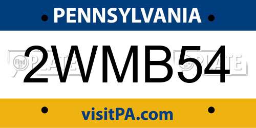 2WMB54 Pennsylvania License Plate