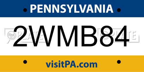 2WMB84 Pennsylvania License Plate
